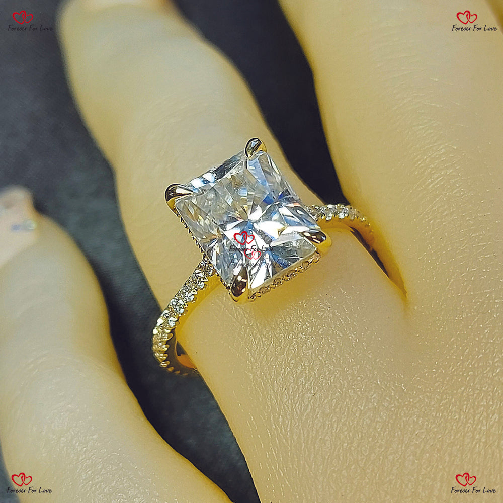 Moissanite Radiant Cut Engagement Ring in White Gold