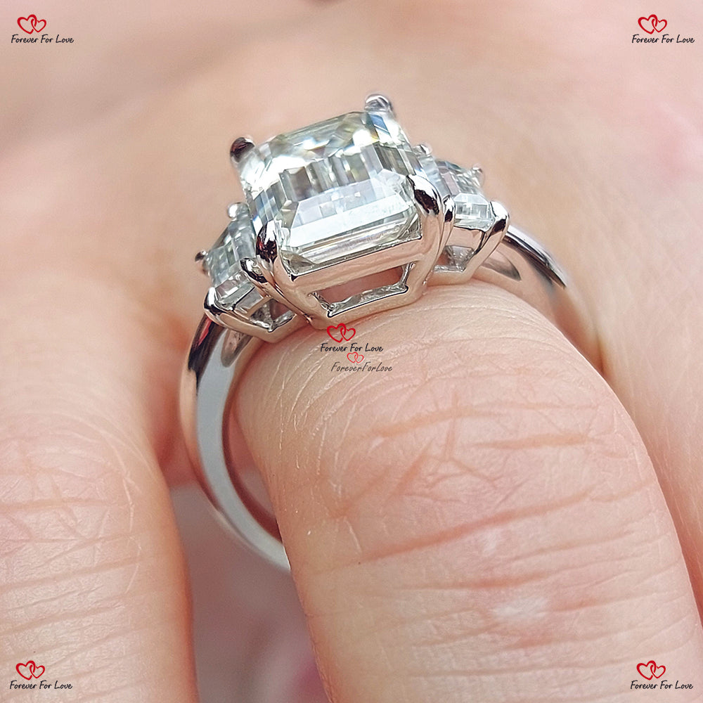 Timeless Elegance  Emerald Cut Moissanite Engagement Ring