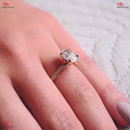 Oval Moissanite Forever One Engagement Ring in Rose Gold