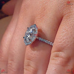 Vintage Unique Oval Moissanite Engagement Ring |  Oval Cut Ring | Floral Halo Setting |  Total Carat Weight Forever For Love