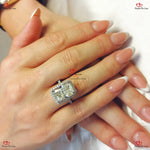 Crushed Ice Hybrid Radiant Cut Moissanite Halo Diamond Engagement Ring Forever For Love