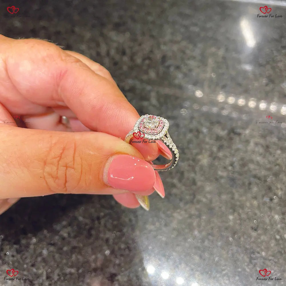 Unique Vintage Lab Grown Cushion Cut Engagement Ring - G VS1 CVD Pink Sapphire Diamonds in Solid Gold Cushion cut 1Ct Natural Sapphire engagement ring in 935 Argentium Silver — custom handcrafted by Forever For Love