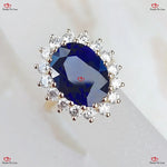 Vintage Blue Sapphire Engagement Ring Princess Diana Certified Oval Cut Yellow Gold Diamond Ring Forever For Love