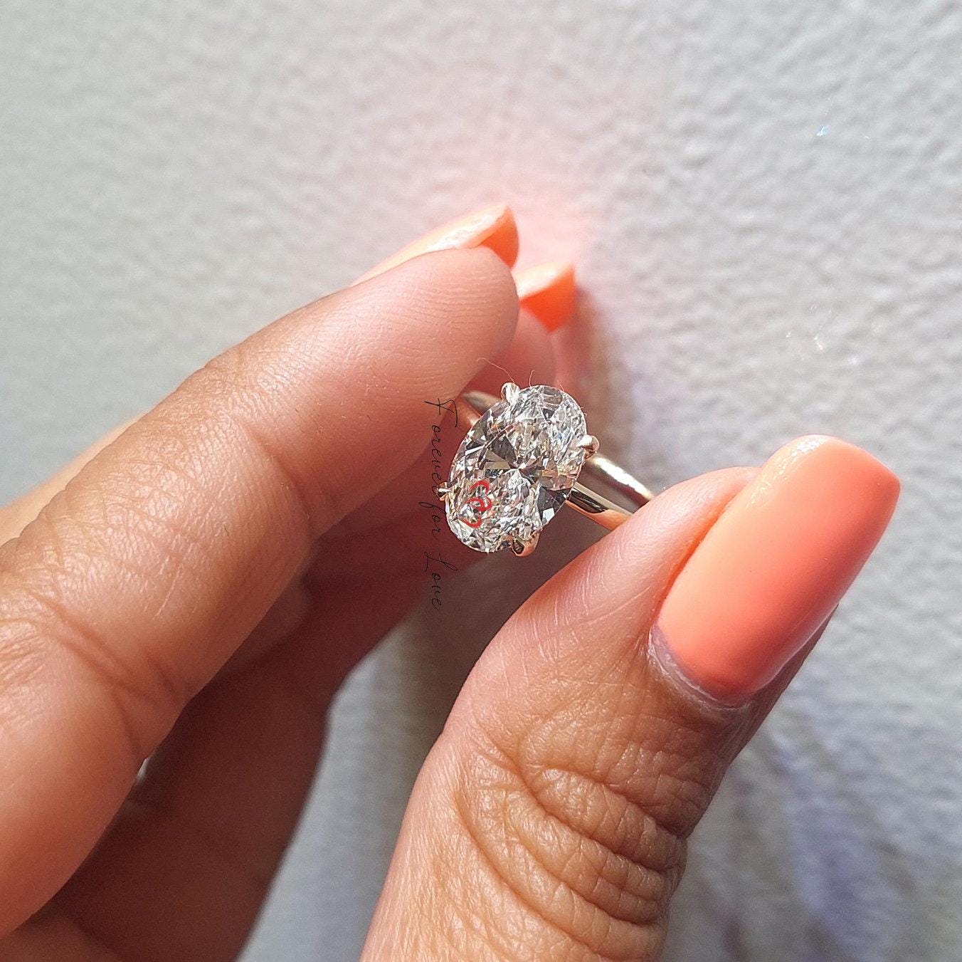 3 Ct IGI Certified Oval Lab Diamond Hidden Halo Engagement Ring