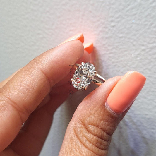 3 Ct IGI Certified Oval Lab Diamond Hidden Halo Engagement Ring