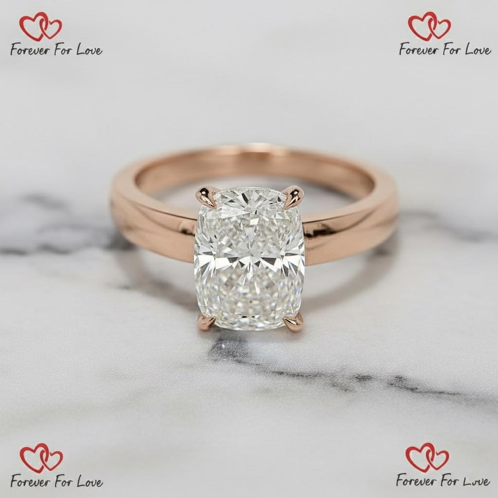 4 Ct IGI Certified Cushion Lab Diamond Solitaire Engagement Ring