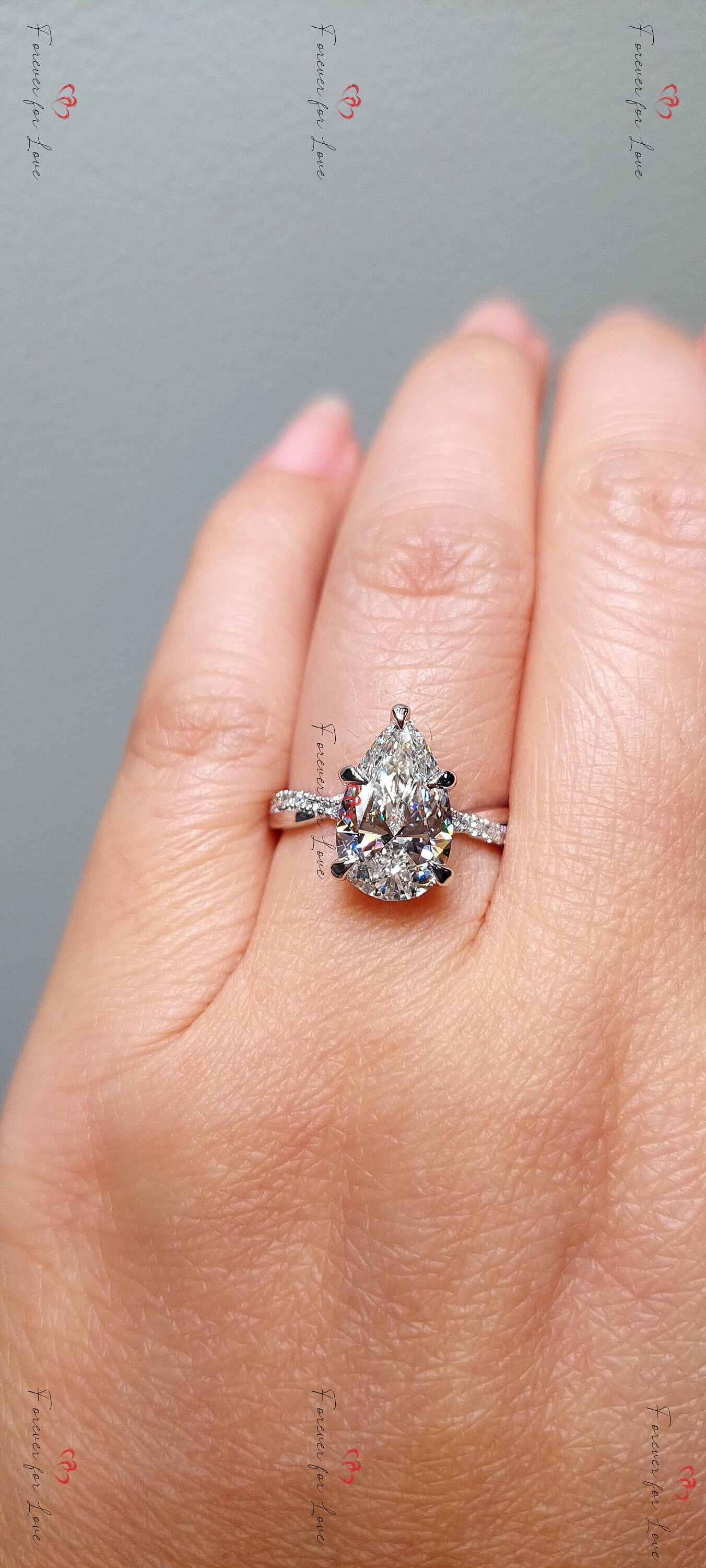 2.5 Ct Pear Lab Diamond Solitaire Engagement Ring