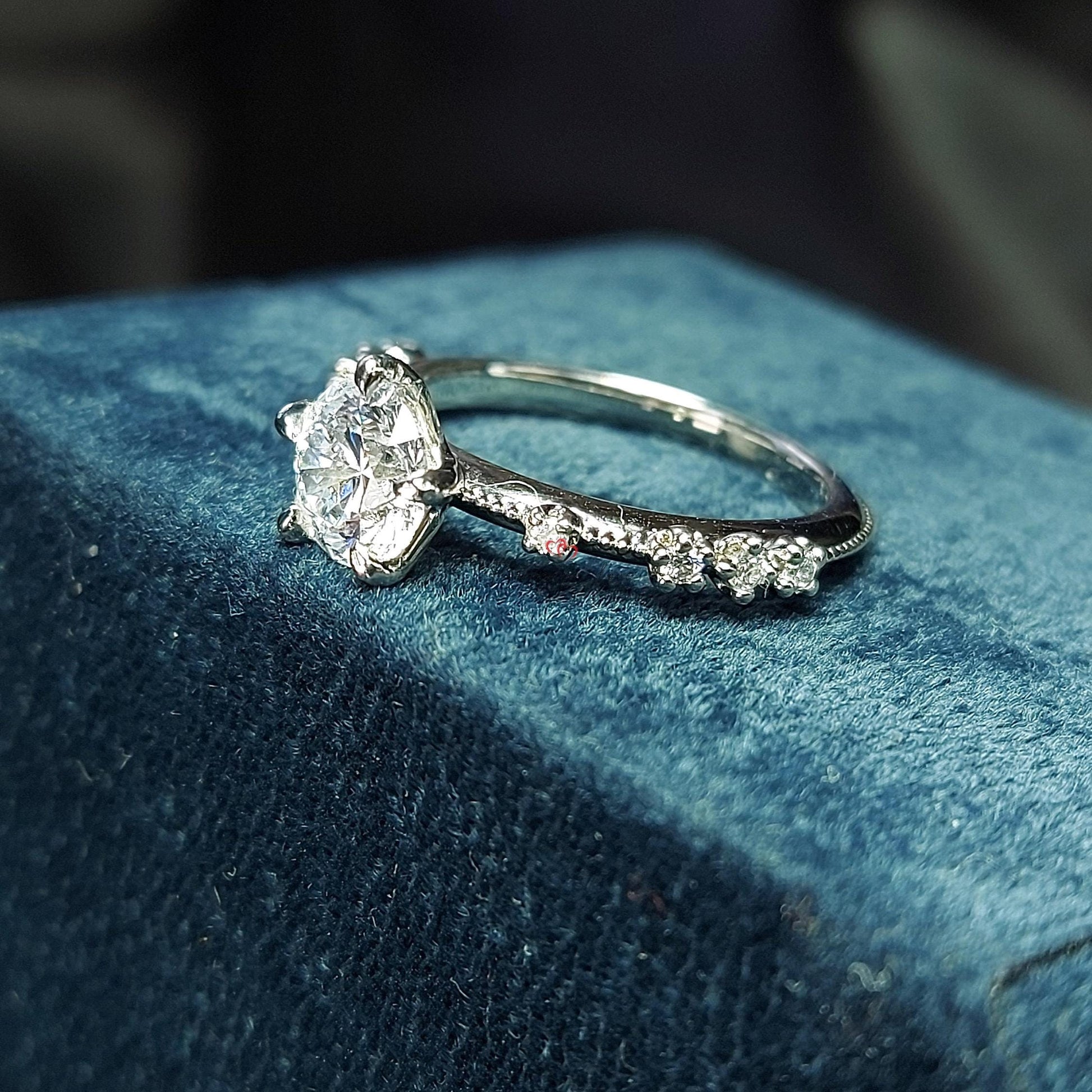 1.10 Ct IGI Certified Round Lab Diamond Three Stone Engagement Ring