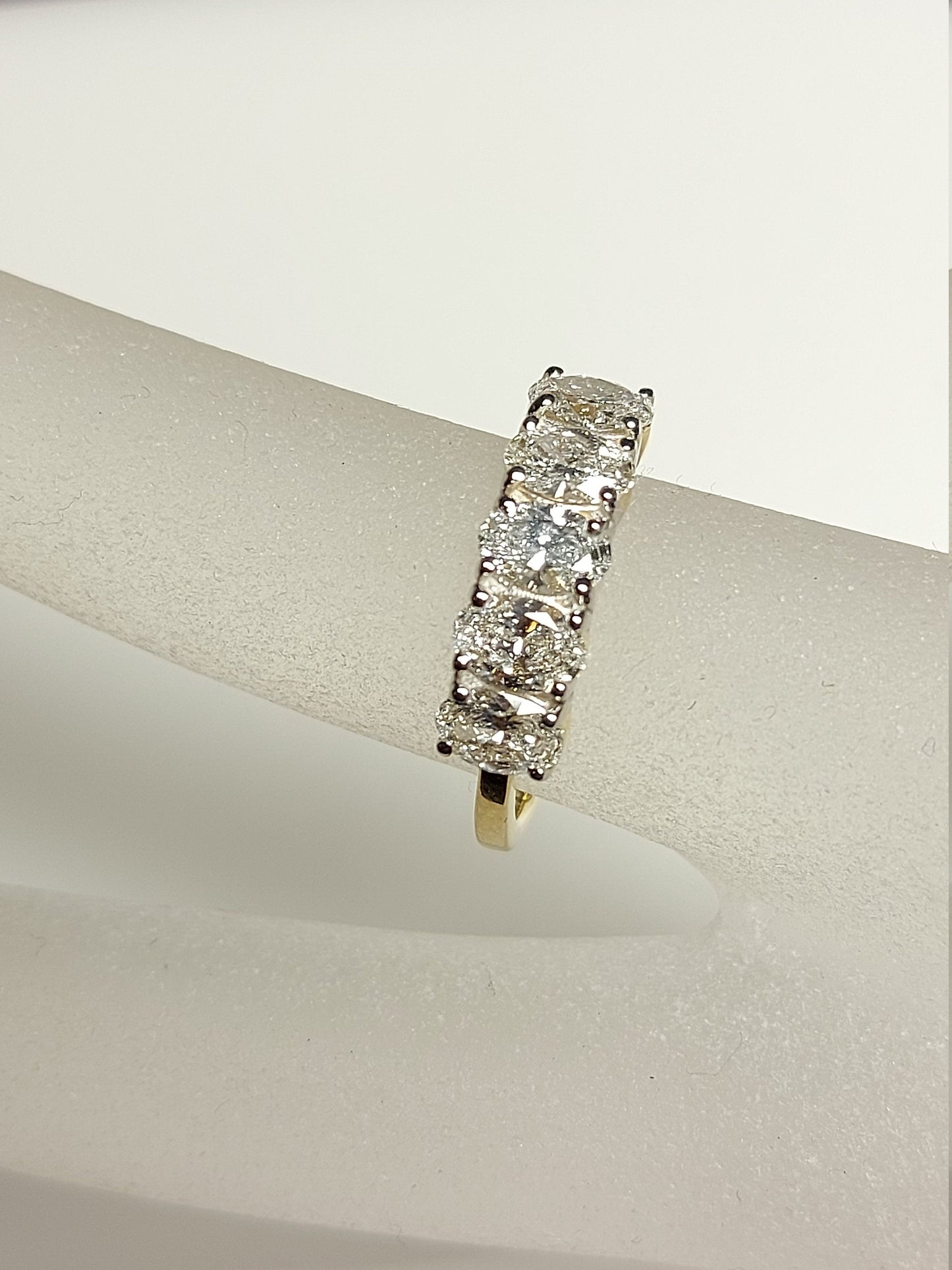 Bague Demi-Éternité Ovale avec Diamants de Laboratoire Oval cut Moissanite coupe brillante engagement ring in Gold or Platinum — custom handcrafted by Forever For Love