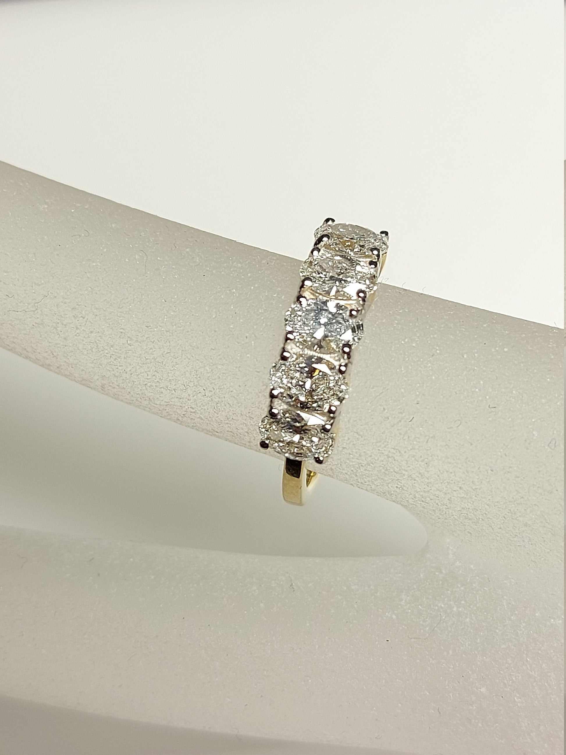Oval Lab Diamond Half Eternity Band