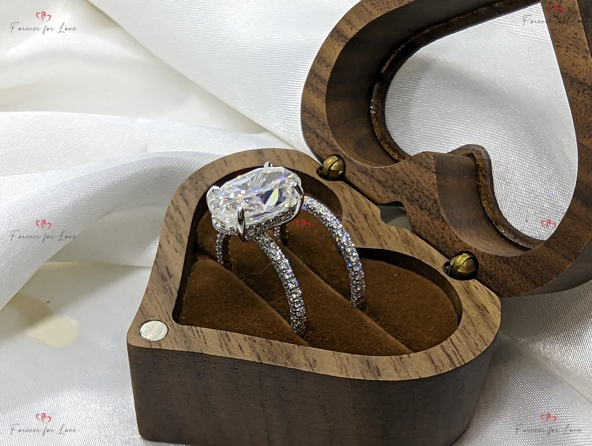 6 Ct Oval Diamond, Moissanite Hidden Halo Engagement Ring