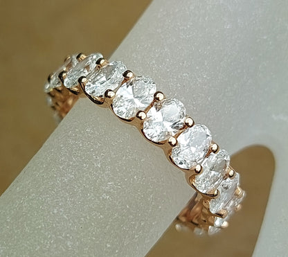 Full eternity band Moissanite wedding band vintage solid 14k solid gold Unique oval cut ring for woman anniversary ring
