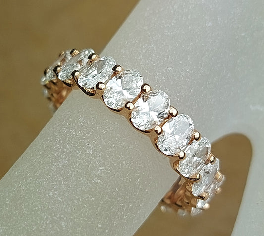 Full eternity band Moissanite wedding band vintage solid 14k solid gold Unique oval cut ring for woman anniversary ring