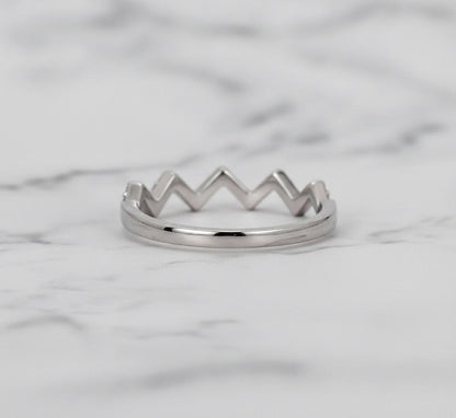 Solid Gold Zig Zag Diamond Ring Wavy Stacking Rings for Women Dainty Highs and Lows Stackable Ring, Perfect Gift for Her