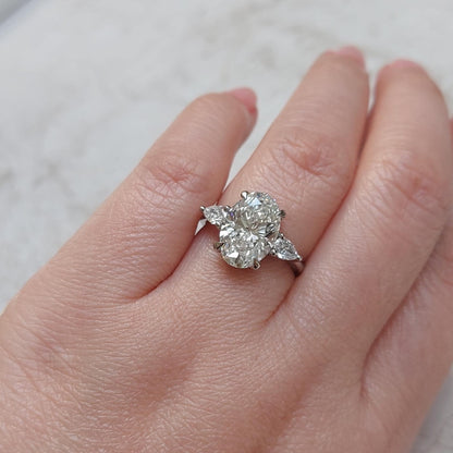 4 Ct IGI Certified Oval Lab Diamond Hidden Halo Engagement Ring