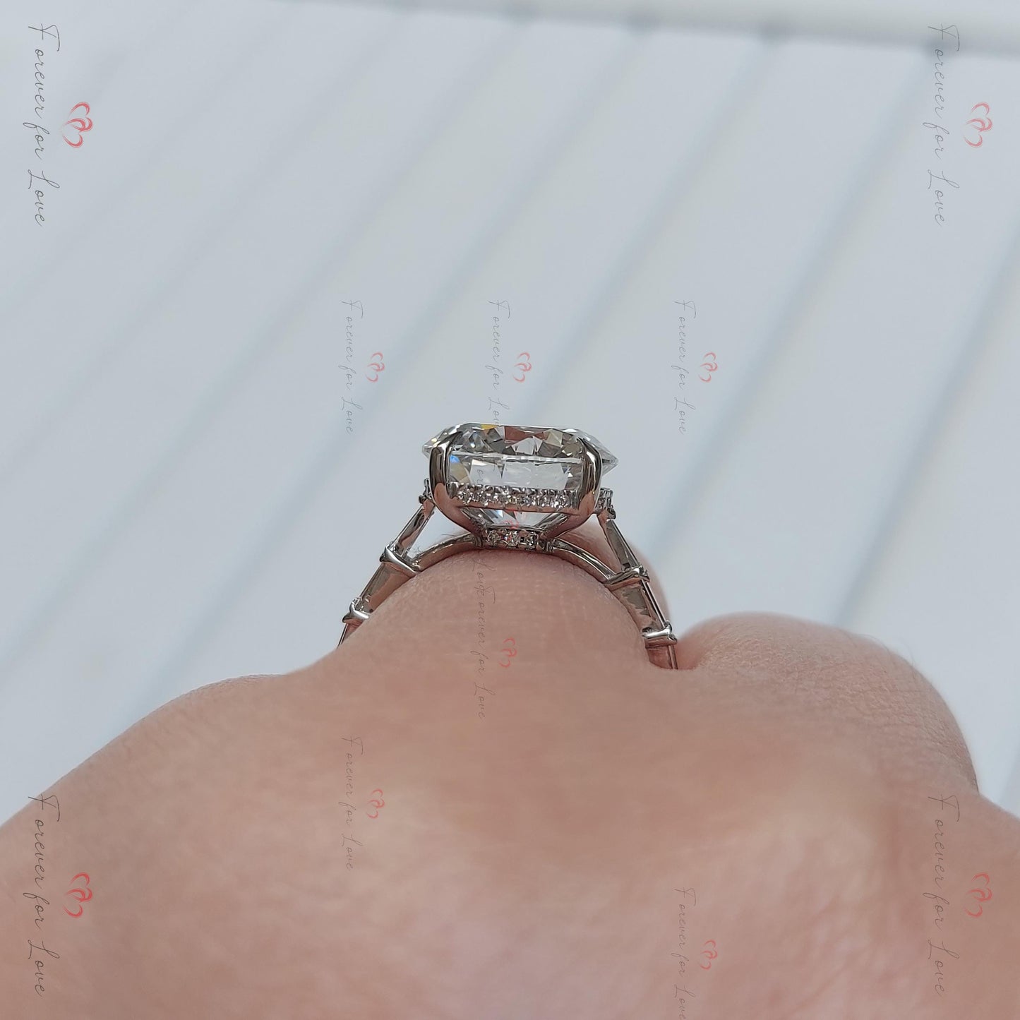6 Ct Round Lab Diamond Solitaire Engagement Ring Round cut 1Ct Moissanite Brilliant Cut engagement ring in 935 Argentium Silver — custom handcrafted by Forever For Love
