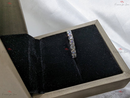4 MM Round Lab Created Diamond Wedding Band for Women, Half eternity Diamond Band, EF/VS Lab Grown Diamonds, Stackable Band Anniversary Gift