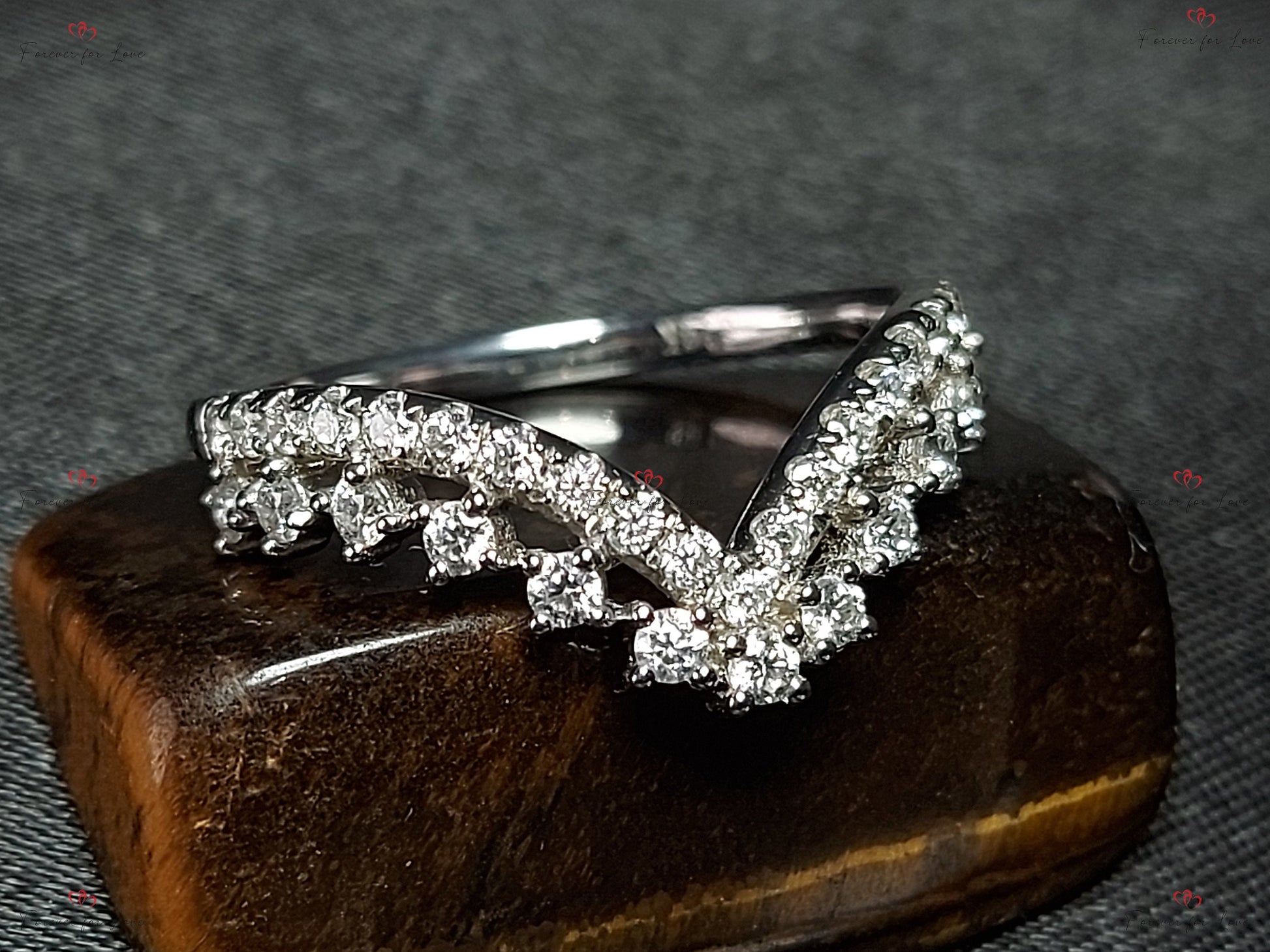 Crown Diamond Half Eternity Ring / 18k Half Eternity Diamond Wedding Band for Women Pave Set Stacking Ring / Real Genuine Natural Diamonds