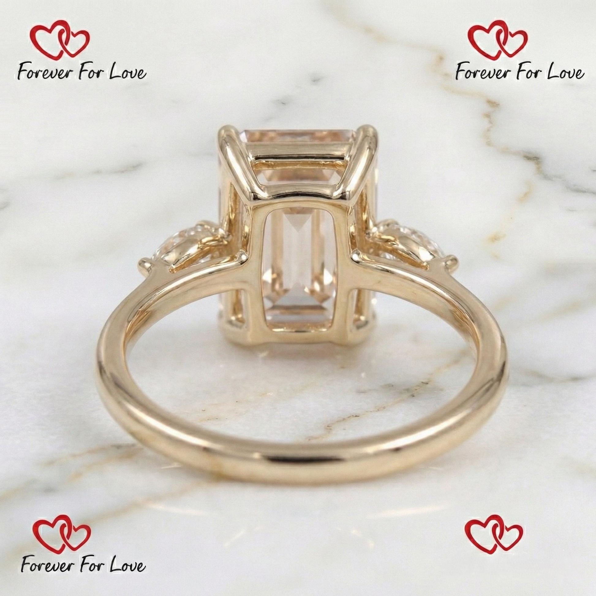 3.1 Ct IGI Certified Emerald Lab Diamond Three Stone Engagement Ring