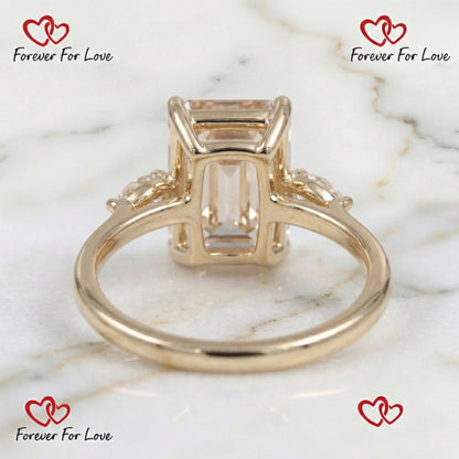 3.1 Ct IGI Certified Emerald Lab Diamond Three Stone Engagement Ring