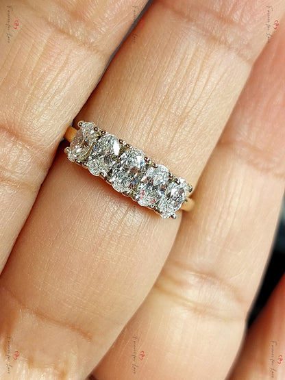 Oval Lab Diamond Half Eternity Band