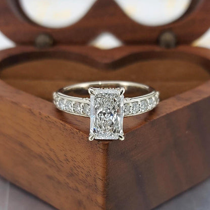 Radiant Lab Diamond Hidden Halo Engagement Ring
