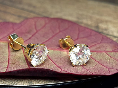 Ohrstecker aus massivem Gold Moissanit, Goldohrringe für den Alltag mit Schraubverschluss, brillant runder Schliff, Brautjungfern-Ohrringe, Geburtstagsgeschenke für sie