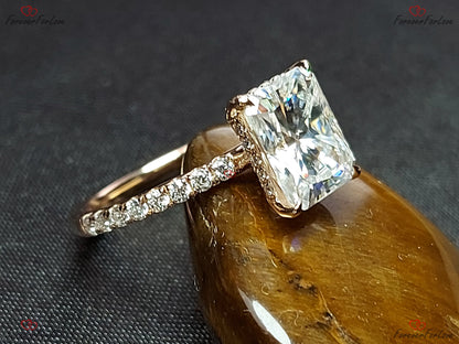 2 Ct Radiant Diamond, Moissanite Engagement Ring