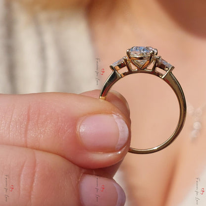 2.50 Ct IGI Certified Oval Lab Diamond Three Stone Engagement Ring
