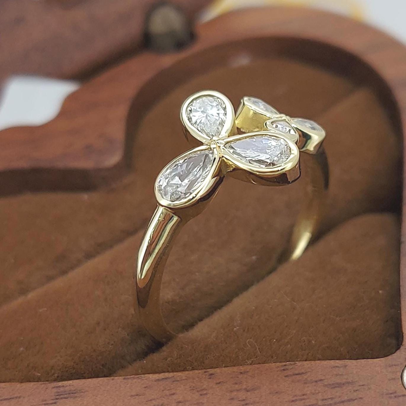 Pear Lab Diamond Ring Pear cut 1Ct Moissanite Brilliant Cut engagement ring in 935 Argentium Silver — custom handcrafted by Forever For Love
