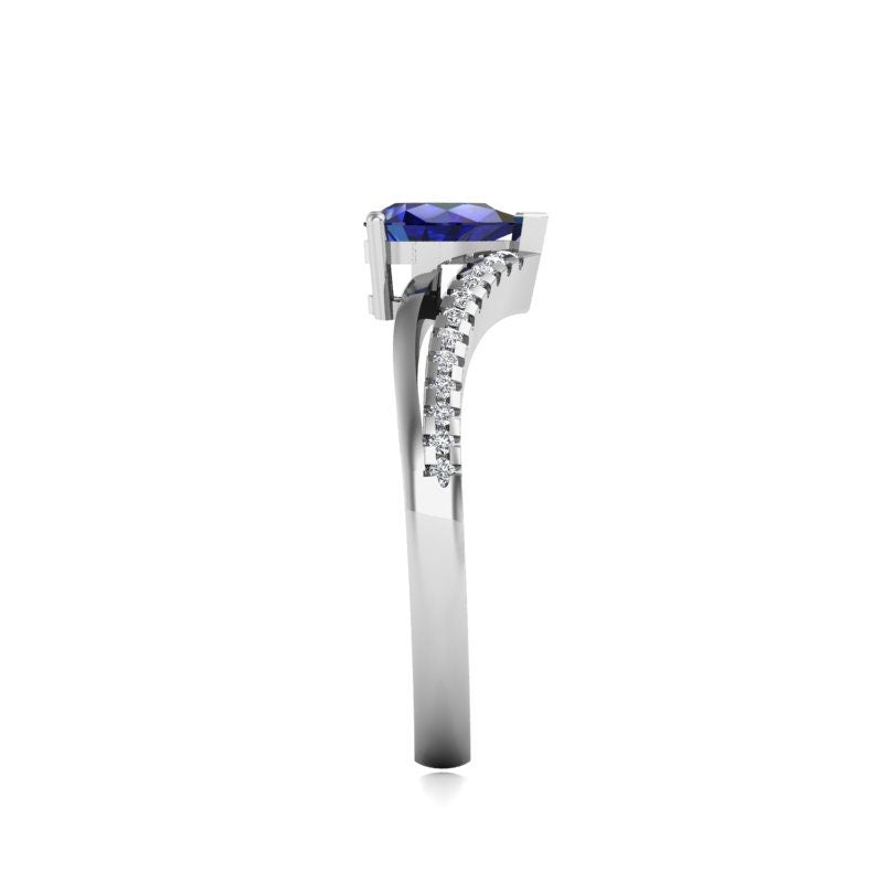 Pear Blue Diamond, Sapphire Engagement Ring