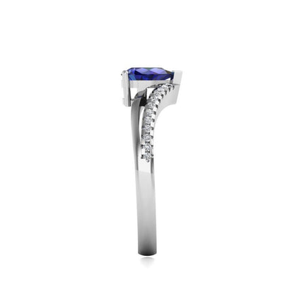 Pear Blue Diamond, Sapphire Engagement Ring