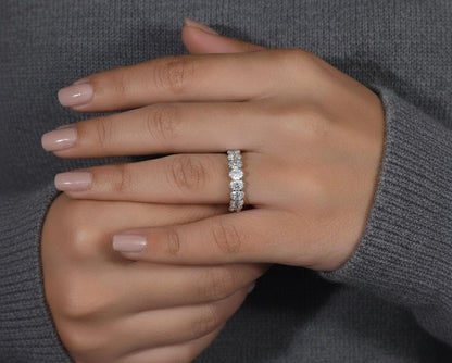 Oval Lab Grown Diamond Anniversary Band, Seven Stone Band for Her, CVD Diamond Wedding Half Eternity Band, Oval Matching Band for Gift