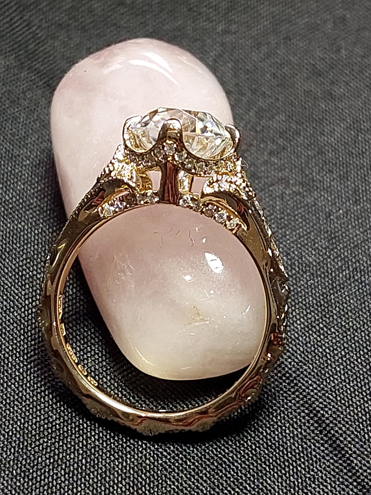 Bague de fiançailles solitaire en moissanite taille coussin ancienne mine Cushion cut 1Ct Moissanite coupe brillante engagement ring in Gold or Platinum — custom handcrafted by Forever For Love
