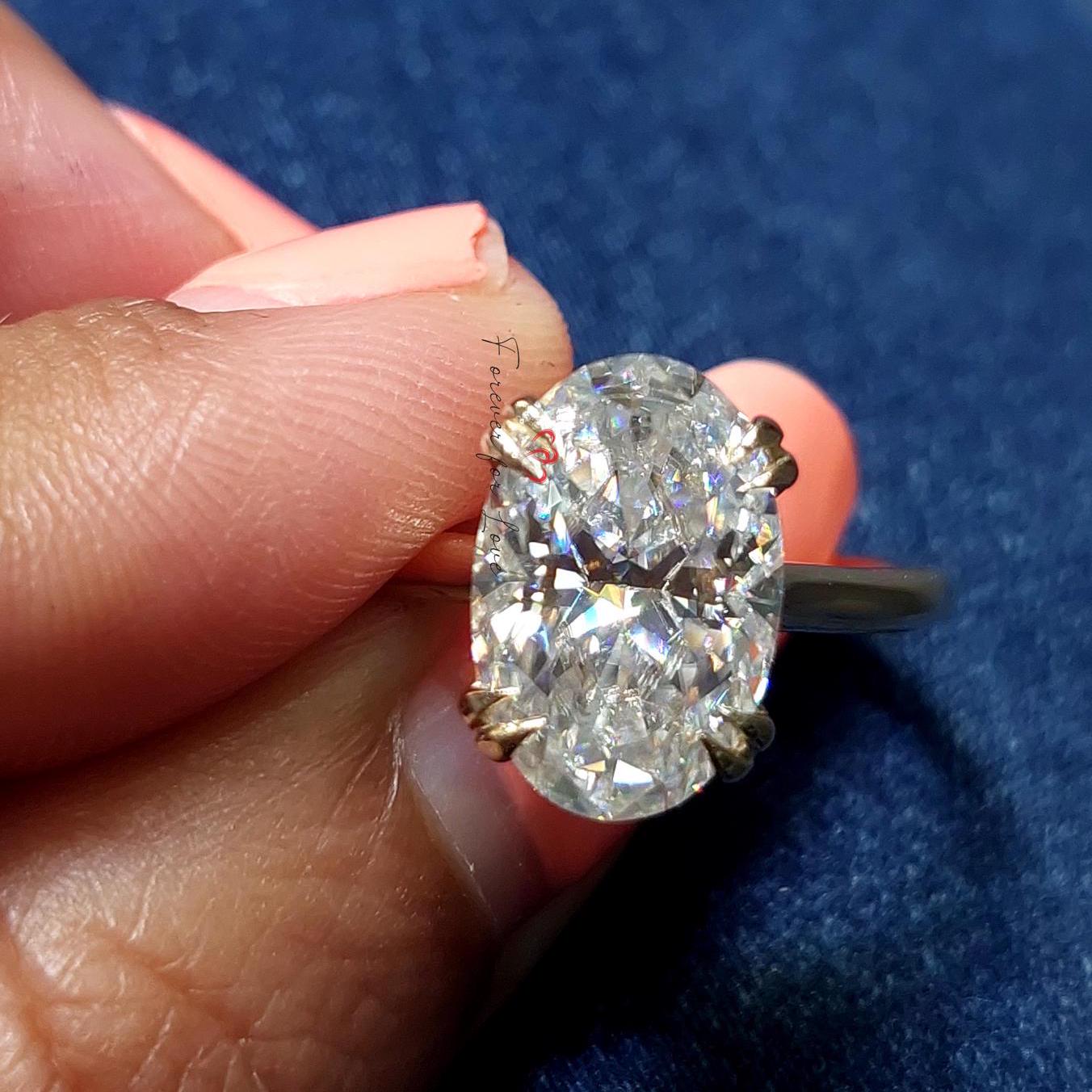 4 Ct Oval Diamond, Moissanite Halo Engagement Ring