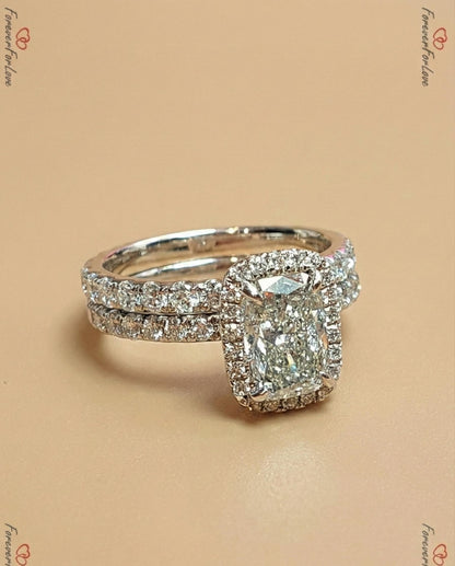 1.9 Ct IGI Certified Cushion Lab Diamond Hidden Halo Engagement Ring