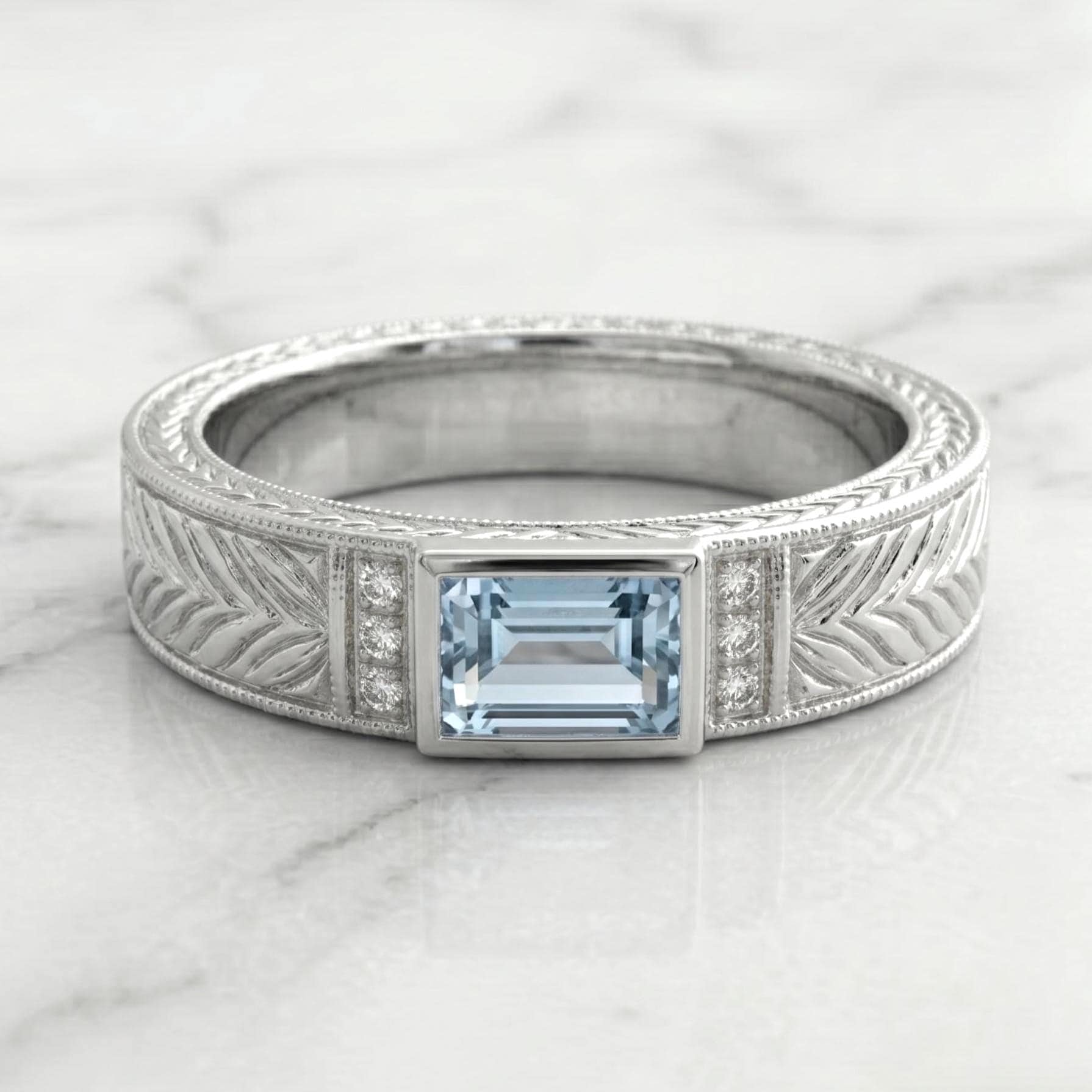 Emerald Aquamarine Wedding Band