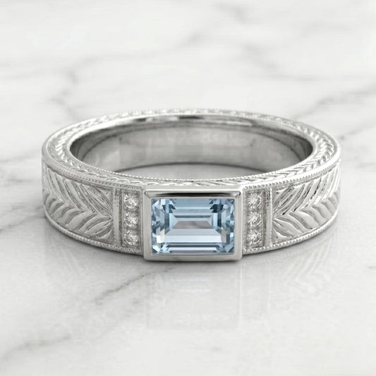 Emerald Aquamarine Wedding Band