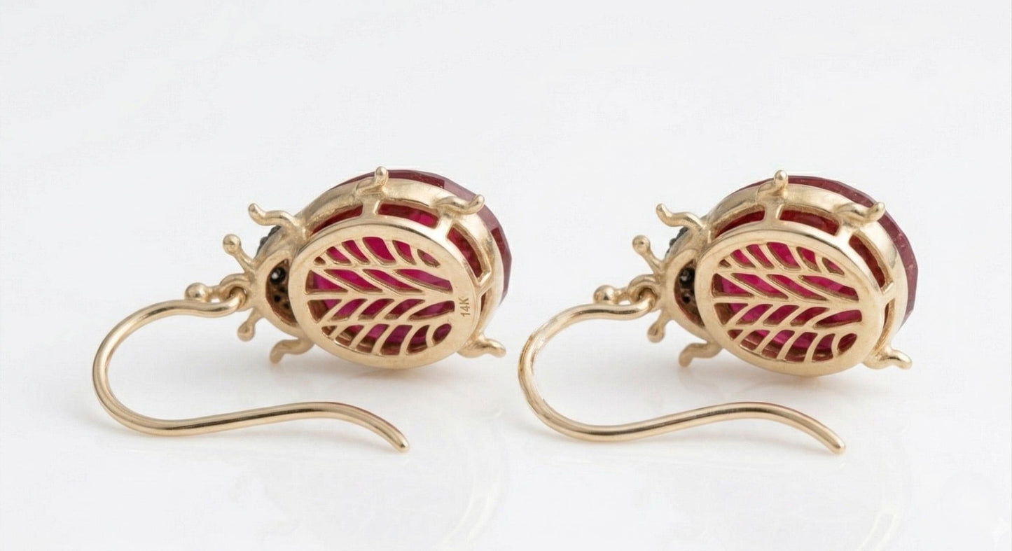 Boucles d'oreilles pendantes Coccinelle en or 14 carats avec rubis, boucles d'oreilles en rubis naturel, boucles d'oreilles en or massif 14 carats, cadeau parfait pour elle Moissanite engagement ring in Gold or Platinum — custom handcrafted by Forever For Love