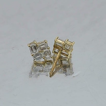 Smaragdgeschliffene Ohrstecker, Ohrstecker, 14k Gold Ohrstecker, 1 Karat Gesamtgewicht Geschenk für sie