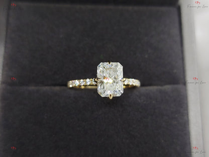 1.5 Ct Radiant Diamond, Moissanite Solitaire Engagement Ring