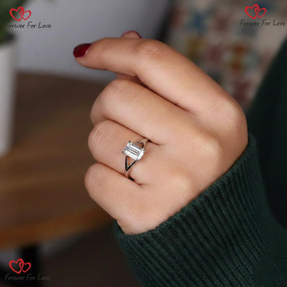 1.5 Ct IGI Certified Emerald Lab Diamond Solitaire Engagement Ring