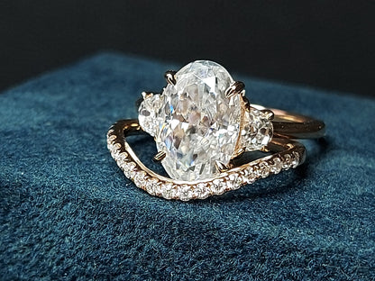 4.6 Ct Oval Moissanite Three Stone Engagement Ring