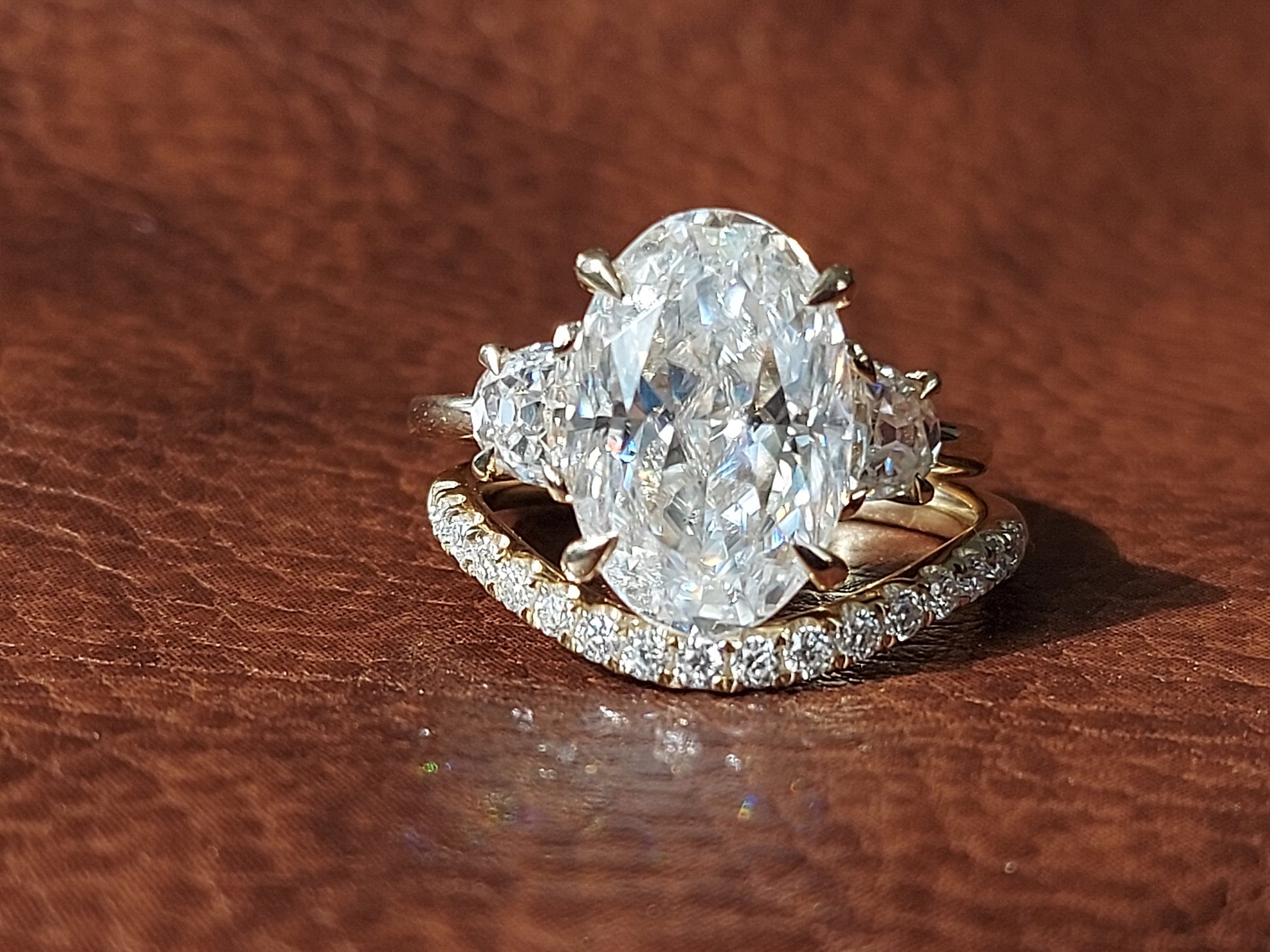4.6 Ct Oval Moissanite Three Stone Engagement Ring