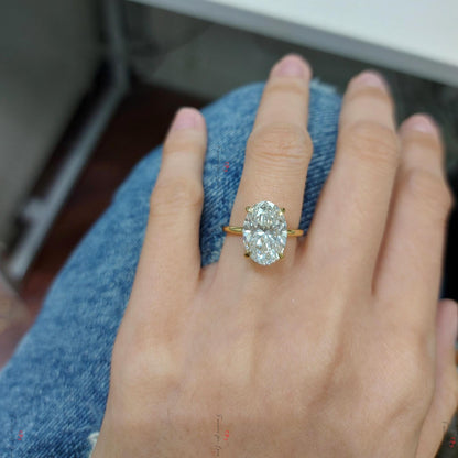 4 Ct IGI Certified Oval Lab Diamond Solitaire Engagement Ring