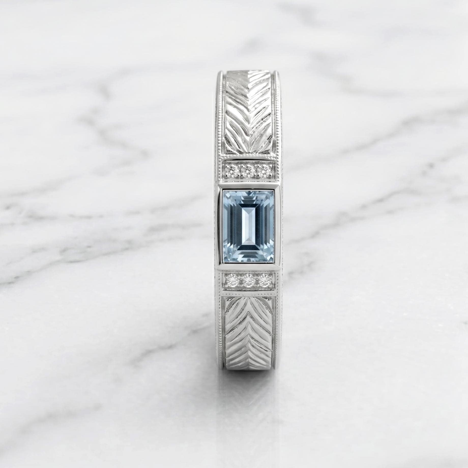 Emerald Aquamarine Wedding Band