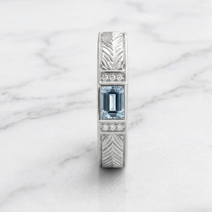 Emerald Aquamarine Wedding Band