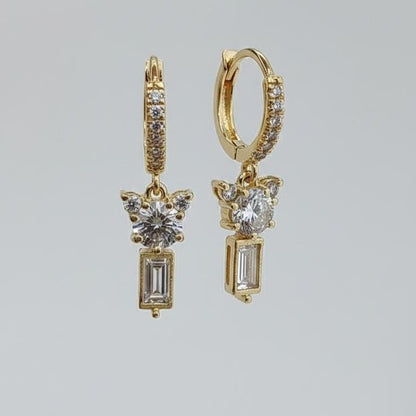 14 Karat Gold Creolen, Teddybär-Cluster-Ohrringe, Baguette- und runde Diamanten, Labor-Diamant-Creolen, im Labor gezüchteter Diamant, Creolen aus massivem Gold, perfektes Geschenk