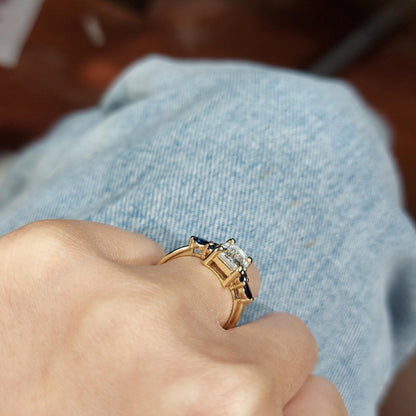 Emerald Diamond, Sapphire Engagement Ring