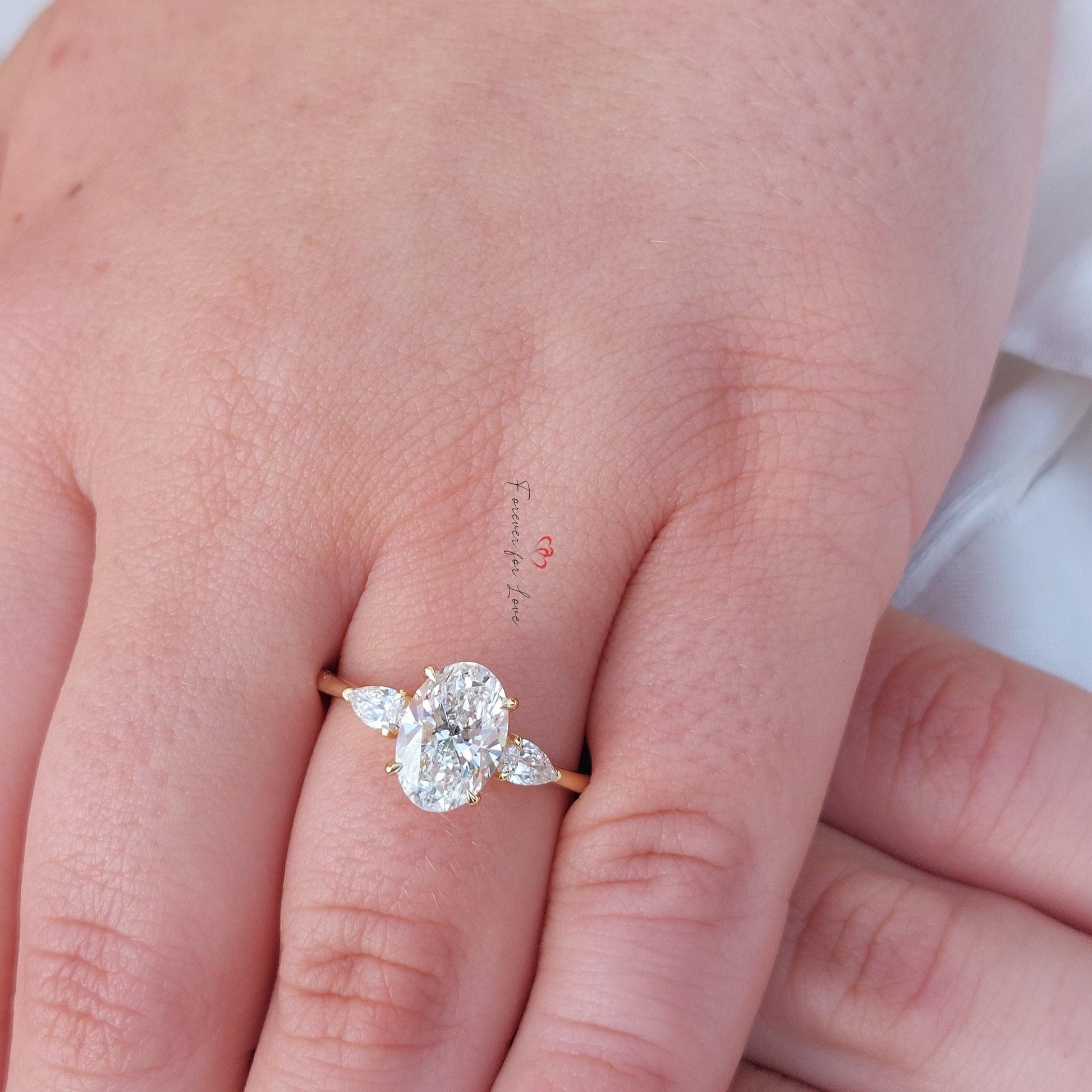 2.50 Ct IGI Certified Oval Lab Diamond Three Stone Engagement Ring